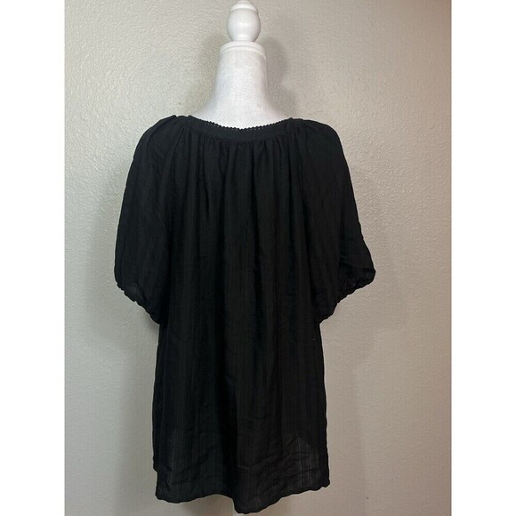 Ann Taylor LOFT Black Boho Dress Quarter Sleeve Large - Picture 3 of 8